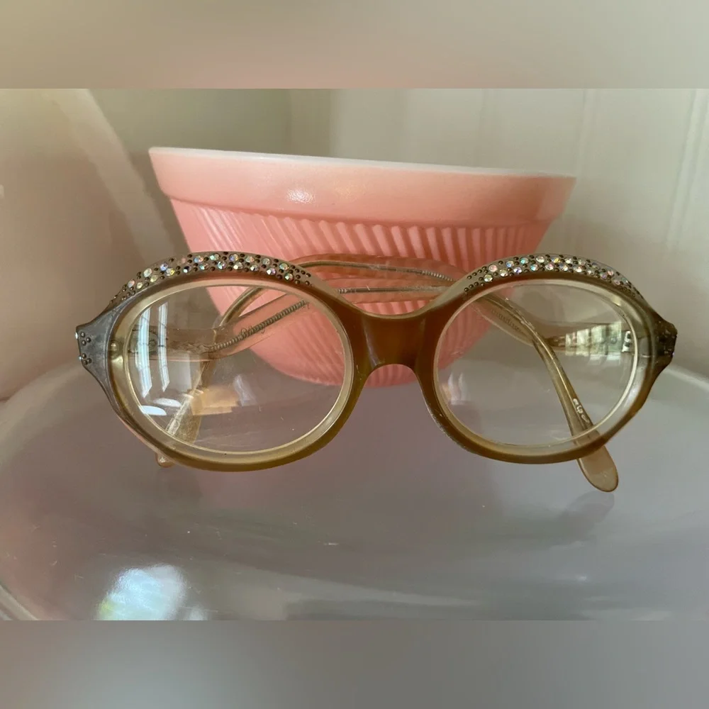 SOLD Vintage Tortoiseshell Cat-Eye Rhinestone Studded Eyeglasses❤️ - Picture 5 of 13